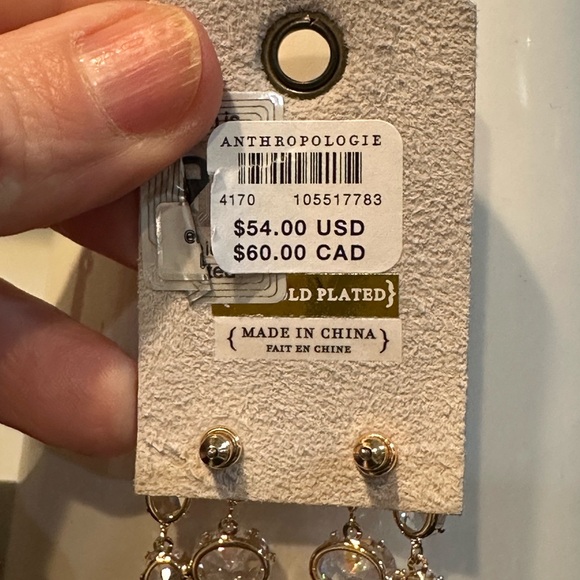 Anthropologie Parallel Crystal Drop Earrings - Picture 7 of 7